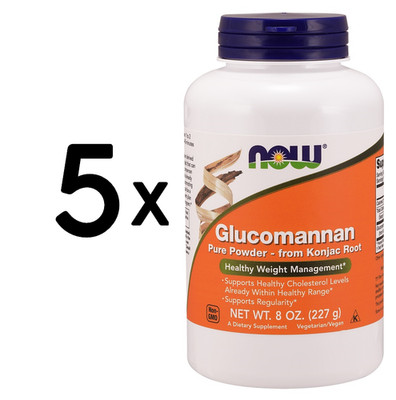 5 x NOW Foods Glucomannan, Pure Powder from Konjac Root - 227g (96,91 EUR/kg)