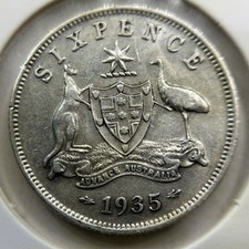 1935 Sixpence Coin - good Very Fine - Scarce George V Silver Predecimal