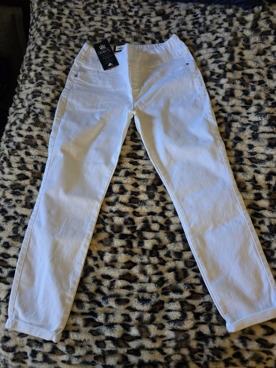 Rock & Republic Denim RX Fever Leggings Elasticizzati Donna Bianco: Modellanti Con Effetto Denim E Vita Alta