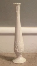 Vintage Lenox Fine China. 11" Tall. Ornate Bud Vase. Raised Leaf Pattern.