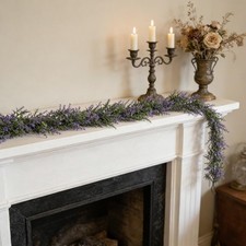 6Ft Artificial Lavender Eucalyptus Garland for Mantle Table Porch Stair, Spring