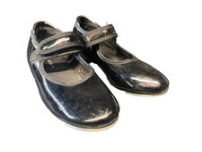 Danskin Freestyle Girls Mary Jane Black Patent Faux Leather Tap Shoes Sz 10