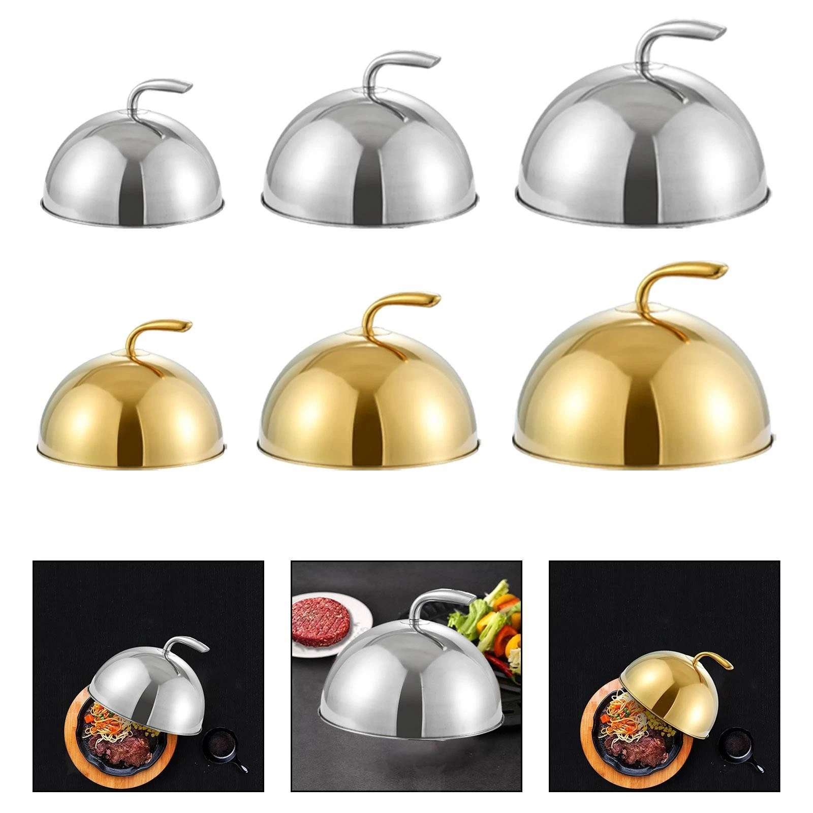 Stainless Steel Food Dome Cover Dust Cover for Wedding Birthday Restaurant