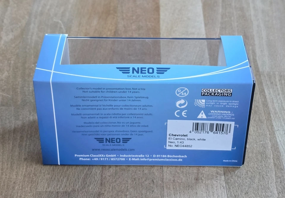 1:43 CHEVROLET EL CAMINO BLACK WHITE - NEO SCALE MODELS - NEO44852 - NEU & OVP - Bild 2 von 2