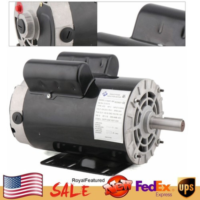 #ad 5 HP Air Compressor Duty Electric Motor Single Phase 60Hz Shaft 3450RPM Device $214.84