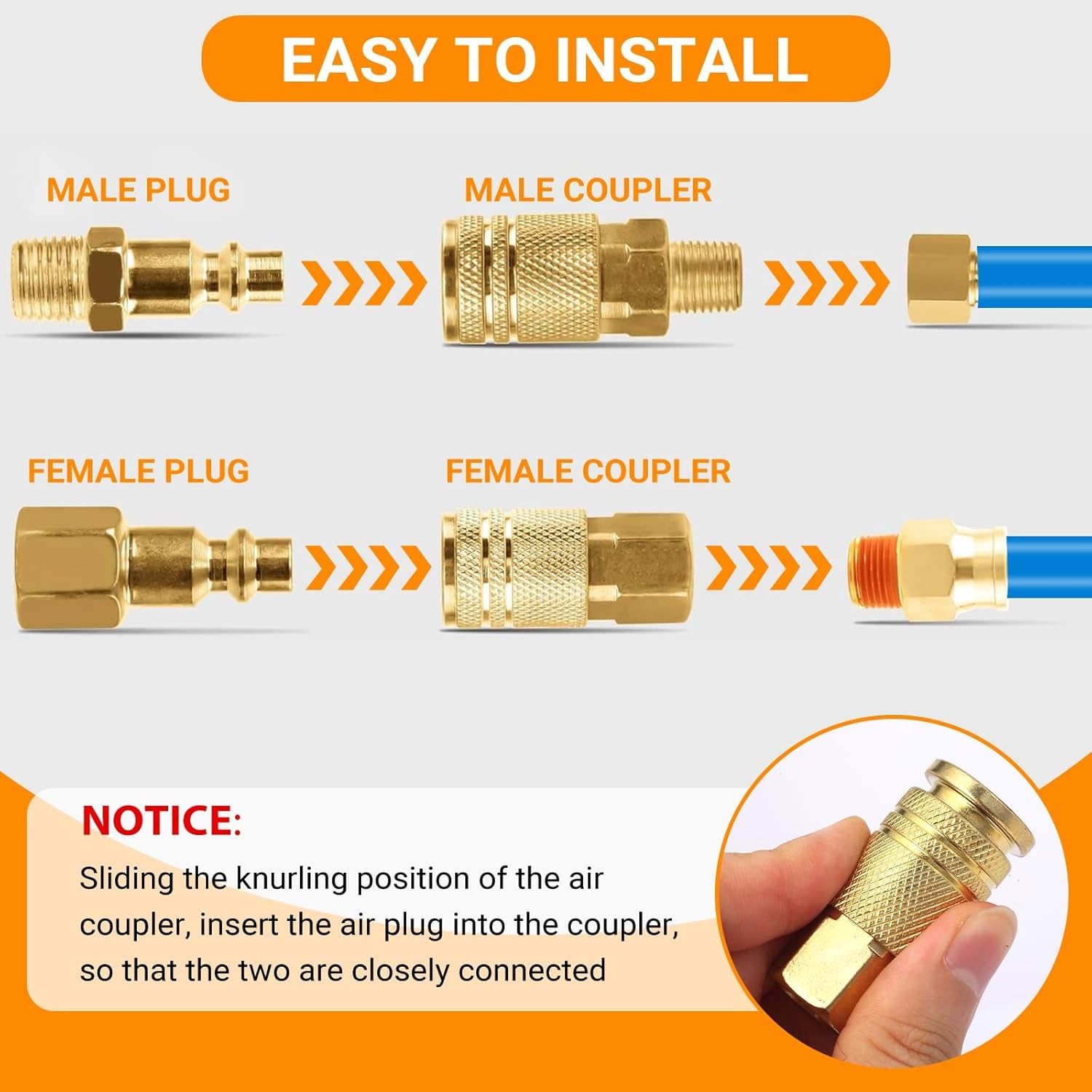14 Pcs Brass Quick Connect Hose Fittings, Premium Air Hose Fittings, Coppering 1