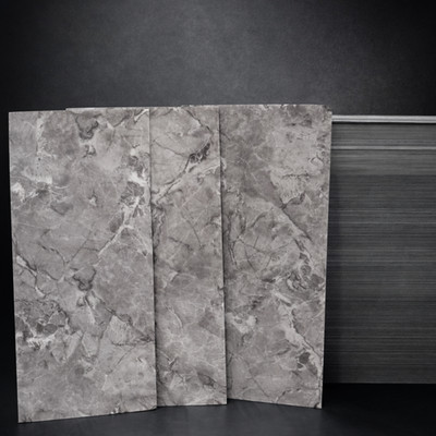 20pc Peel and Stick Marble Wall Tiles 12x24 Gray Self Adhesive Glossy Backsplash