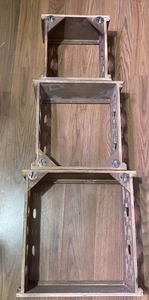 3 Step Wall Style Shelf Wooden boxes Set of three. Brown home Barn Decor ( Read) - Image 4 of 4