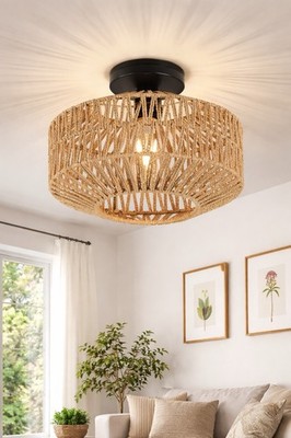 Rattan Calling Light Boho Aesthetic Lamp Warm Ambient Bedroom Living room Decor