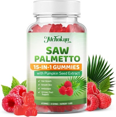 Saw Palmetto Gummies 600mg for Men & Women   Pumpkin Seed Oil Gummies with Sa...