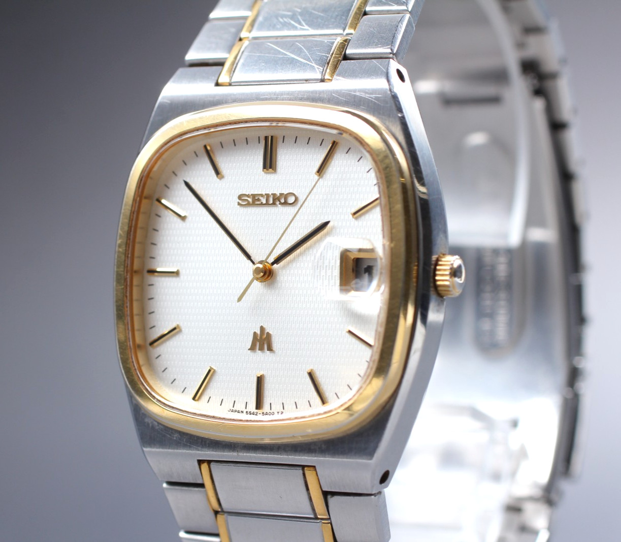 Rare Vintage 1990 Exc+5 Seiko Majesta 5S42-5A00 Date Gold Qz Mens Watch JAPAN
