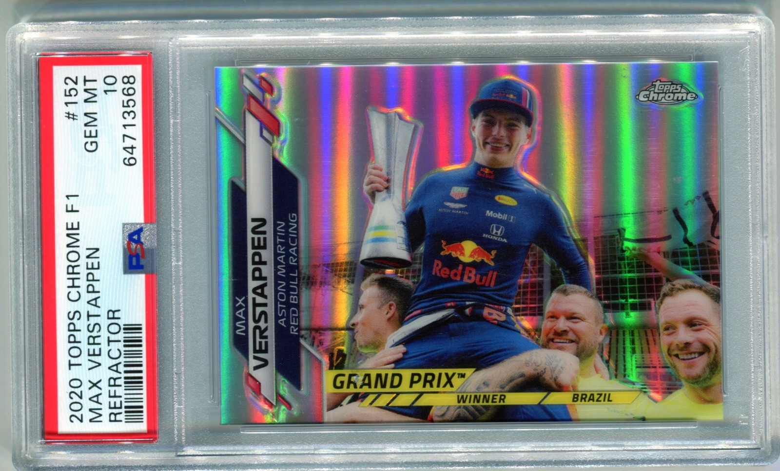 Max Verstappen 2020 Topps Chrome F1 GEM PSA 10 Refractor #152 Grand Prix Winner