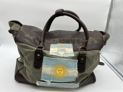 La Martina Polo Argentino Green Canvas Brown Leather Travel Men s Duffel Bag.
