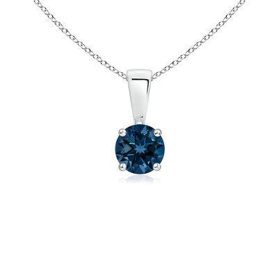 ANGARA 0,32 ct London Blautopas runde Form Anhänger Halskette in Sterlingsilber