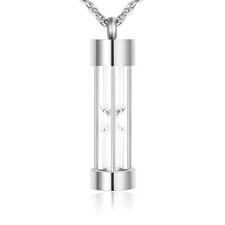 Hourglass Ashes Necklace for Men for Women Urn Necklace for Ashes Stainless - 01