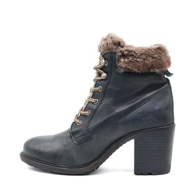 Buffalo Damen Winterstiefeletten Stiefel Schwarz Leder Boots Stiefeletten EU 39