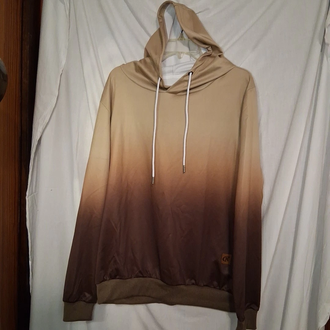 Ombre BROWN Hoodie CK Logo, Size Large 100% Polyester Lightweight, Roomie EUC