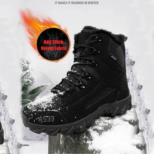 Men's Snow Boots Warm Plush Winter Boots Shoes Outdoor Snow Boots Non-slip Shoes