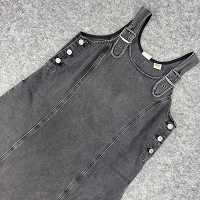 Levi Strauss Co Denim Pinafore Dress Black Wash Buckle Straps Size Medium |  eBay