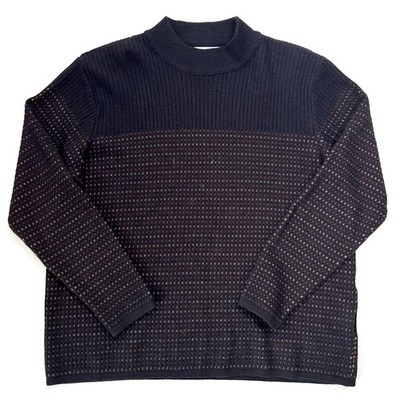 VTG 90's Adolfo Collectibles Sweater Black Wool Blend Mock Neck Textured Large