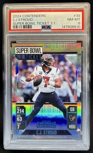 2024 Panini Contenders C.J. Stroud Super Bowl Ticket #1/1 Texans PSA 8