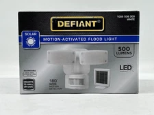 Defiant 180° White Motion Sensor Solar Powered 2-Head LED Security Flood Light