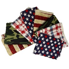 Patriotic American Mix Fat Quarter Lot of 8-Cotton Quilting Sewing Fabric