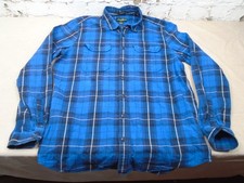 Mens Eddie Bauer Flannel Shirt Blue Plaid Classic Fit Heavy Cotton Sz XLT Button