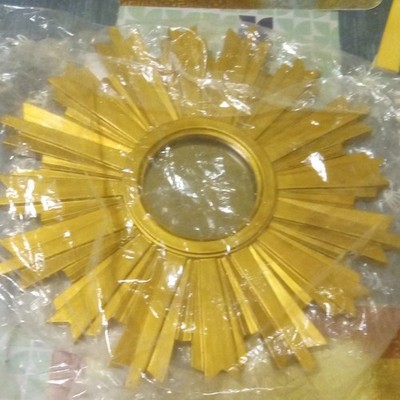 Gold Sunburst Accent Mirror Vintage Framed Wall Mounted Decorative Art