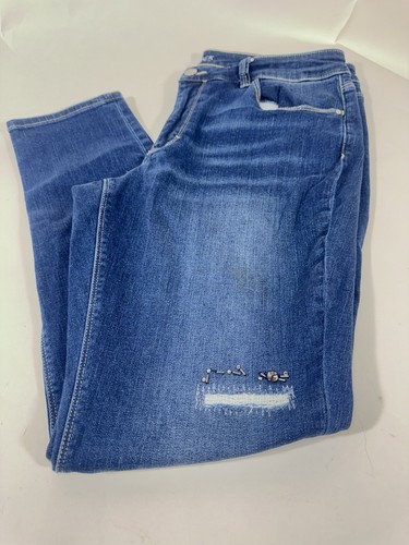 Pantalones de mezclilla White House Black Market talla 14 azul oscuro ajustados elásticos detalles de cuentas - Imagen 13 de 13