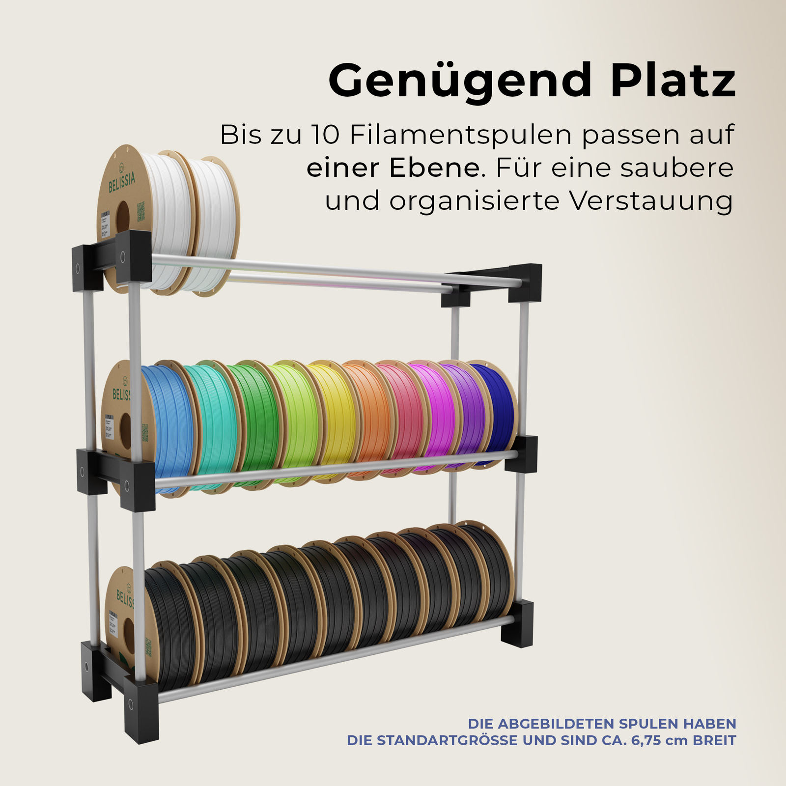 BELISSIA Filament Storage Rack Aufbewahrungsregal für 3D-Druck für 40 Rollen 
