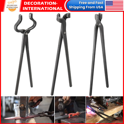 Knife Making Tongs Set Blacksmith Bladesmith Knife Tong Anvil Vise Forge 3pcs