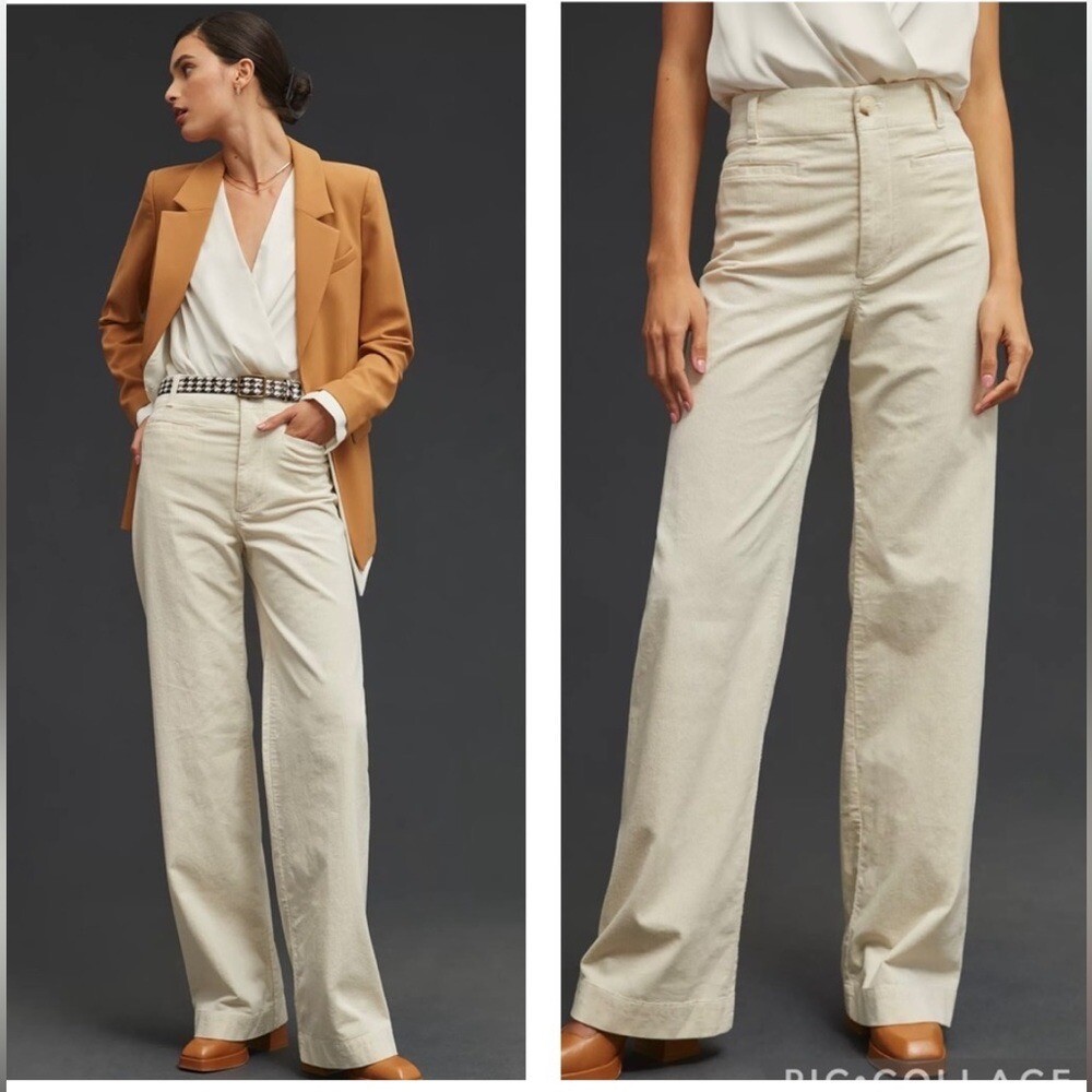 ◇NIEEH◇ CORDUROY WIDE PANTS_IVORY Anthropologie Maeve The Colette Wide-Leg Corduroy Pants