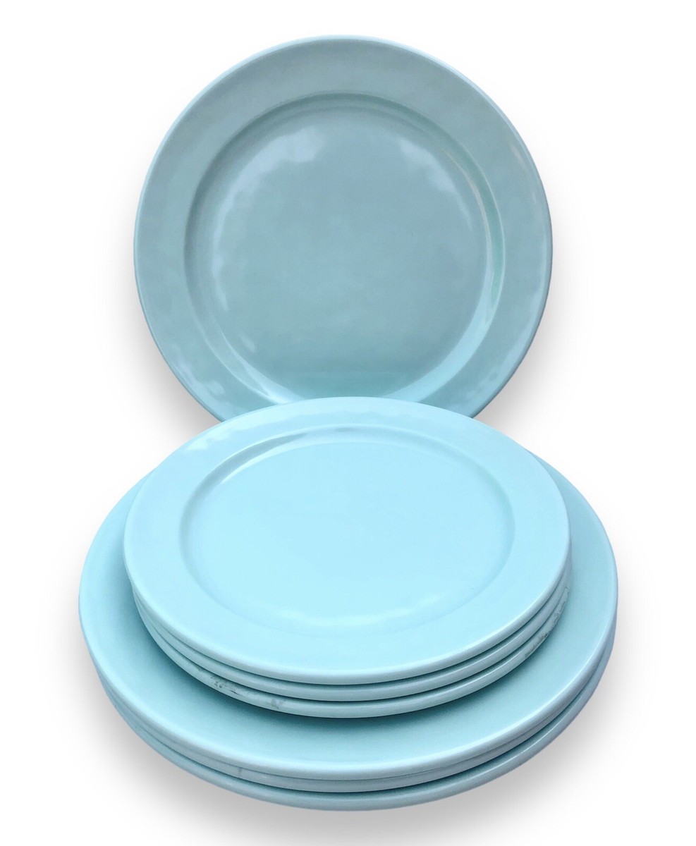 SET (7) Tommy Bahama Turquoise Teal Melamine 11” Dinner 9” Salad