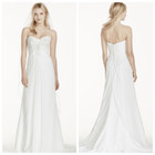 Davids Bridal Wedding Dress Womens Sz 8 strapless crinkle lace chiffon Princess