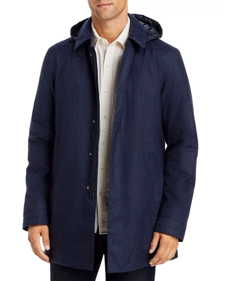 Gabardina Herno V7507 Para Hombres Azul Marino Micro Espiga Calce Regular Ciudad Talla 50 Foto 2 de 4