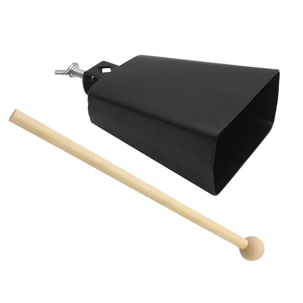 Cow Bell Noise Makers Hand Percussion Cowbell with Stick for Drum Set Black  T2C3