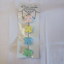 1989 Bow Button Covers Pastel Ornamental Embellishment Unique Vintage NOS 