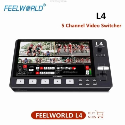 FEELWORLD L4 5-Channel 10.1'' Multi-camera Video MixerTouch Screen USB3. Switcher