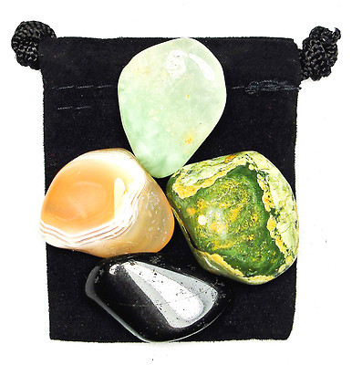 SELF AWARENESS Tumbled Crystal Healing Set  = 4 Stones +Pouch + Description Card