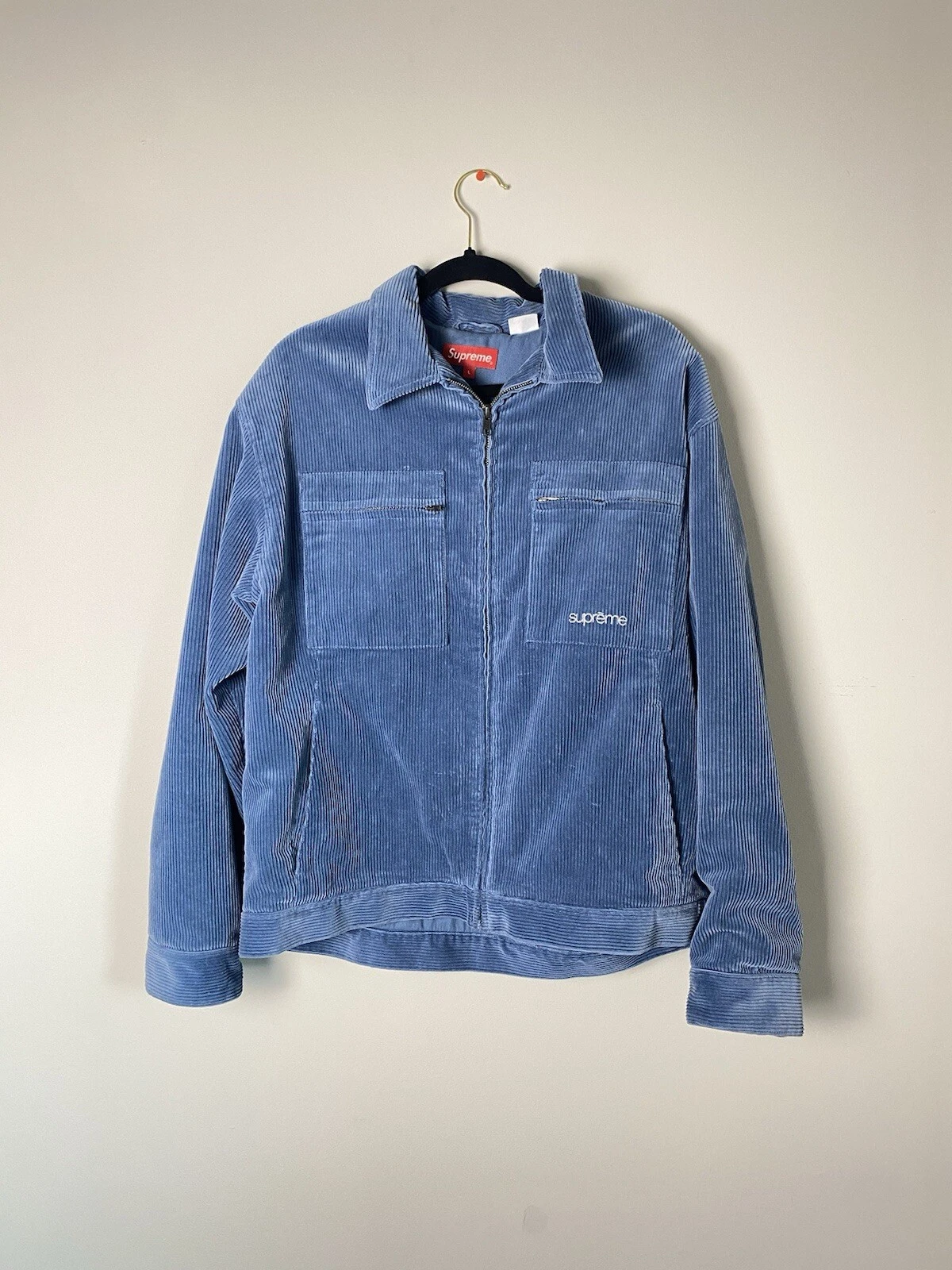 Veste zippée bleu velours côtelé Supreme homme taille L