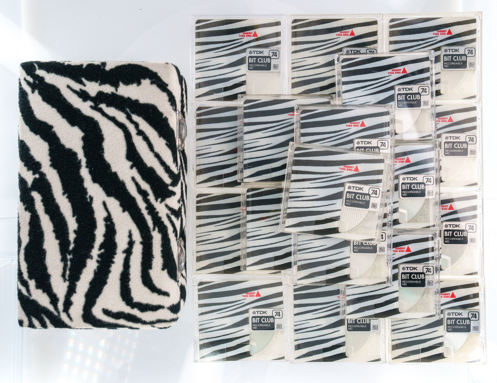 20x TDK Bit Club Zebra MiniDiscs + Matching 20-Disc Zebra Case