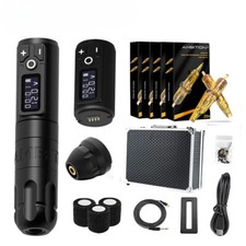 Wireless Tattoo Machine Pen Coreless Motor 2400mAh Battery 80pcs Mixed Cartridge