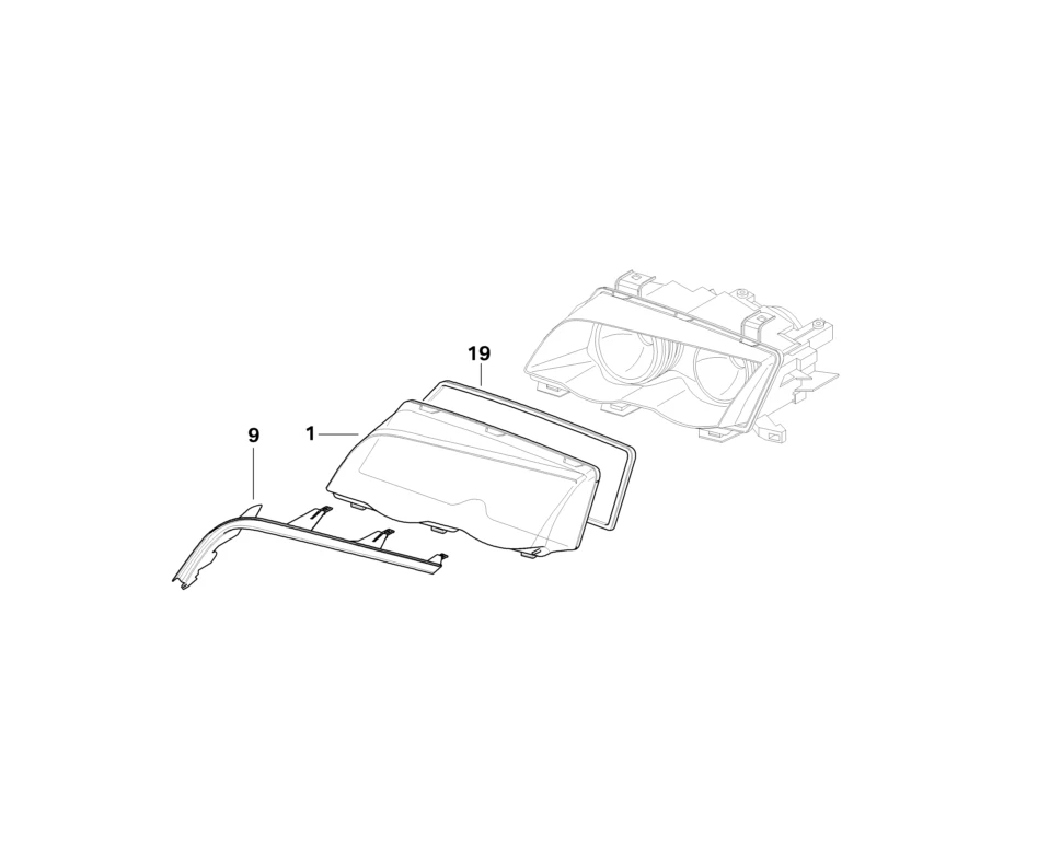 BMW Genuine Left Passenger Side Nearside NS Cover Glass AL Fits E46 63126924043