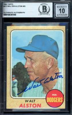 #ad Walter Alston Gem Mint 10 Beckett BAS Signed 1968 Topps Autograph $106.00