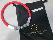 Christina Brampti Aluminum & Ceramic Balls Red Cord Necklace   #25