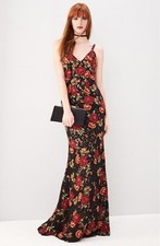 JOVANI Red Floral Embroidered Lace Rhinestone Embellished Maxi Gown 2 Mac Duggal