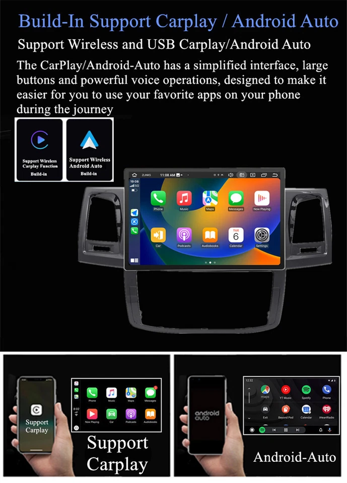 13.3" Android 12 Radio Stereo Head Unit 2+32GB For Toyota Fortuner Hilux 2005-14 - Image 3 of 4