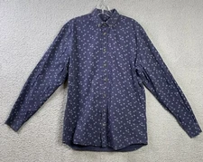 Frank & Oak Rue St-Viateur Men's Long Sleeve Button-Up Blue