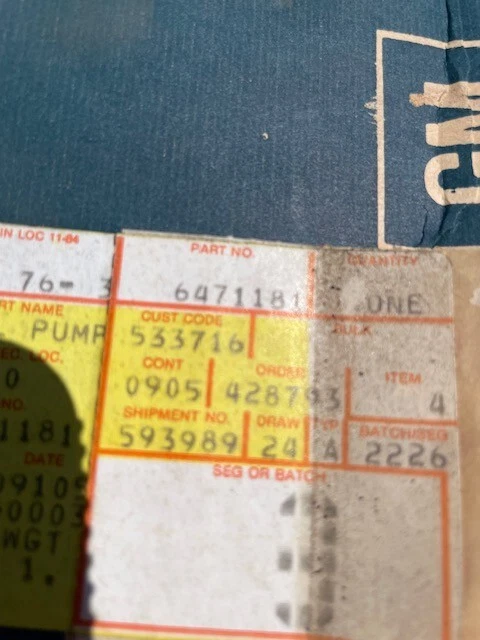 Chevrolet Van G10 G20 G30 1973-1976 V8 350 400 NOS bomba de combustible #6471181 CA 41217 Foto 3 de 4